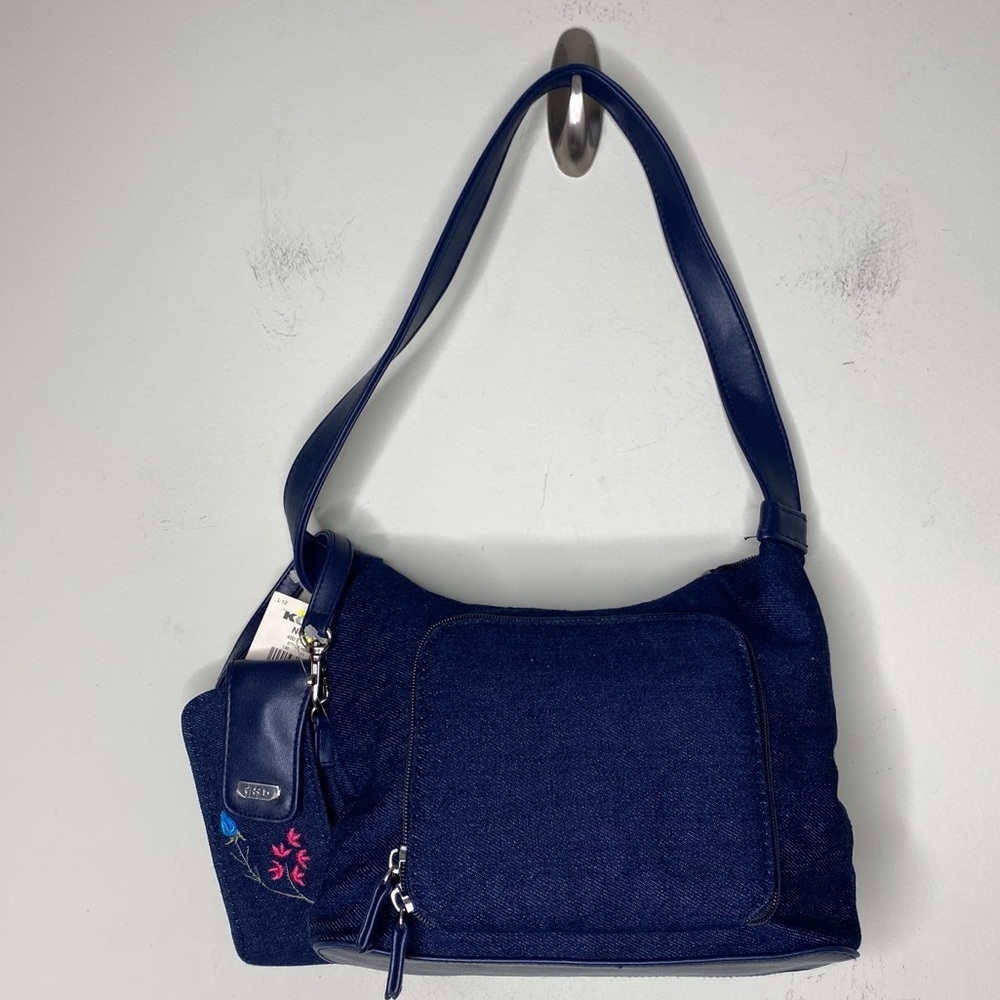 ✨NWT Croft & Barrow Vintage Y2K Denim Embroidered Floral Shoulder Purse - Picture 8 of 10
